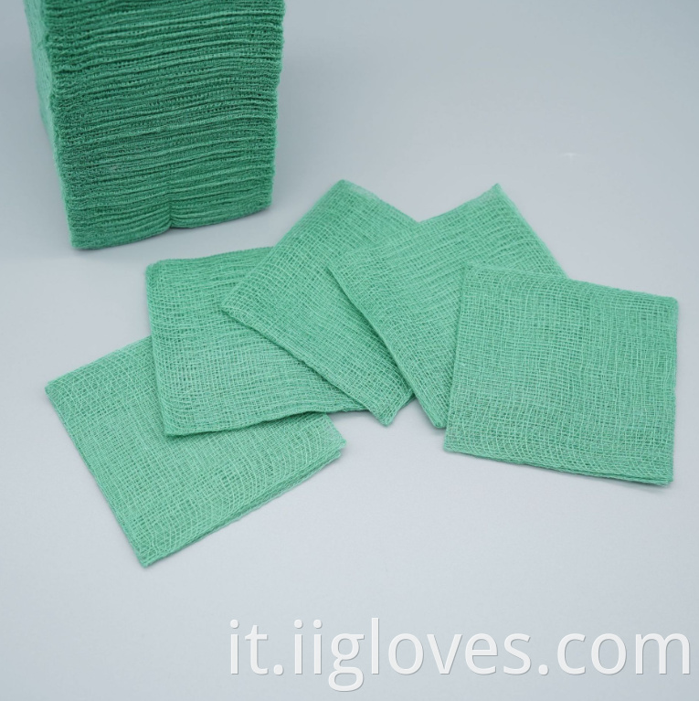 Pieni di garza sterile verde 5x5 7.5x7,5 garza 10x10 cm 100 pezzi per pacchetto 1 a 12 pezzi per sacchetto spugne garza sterili